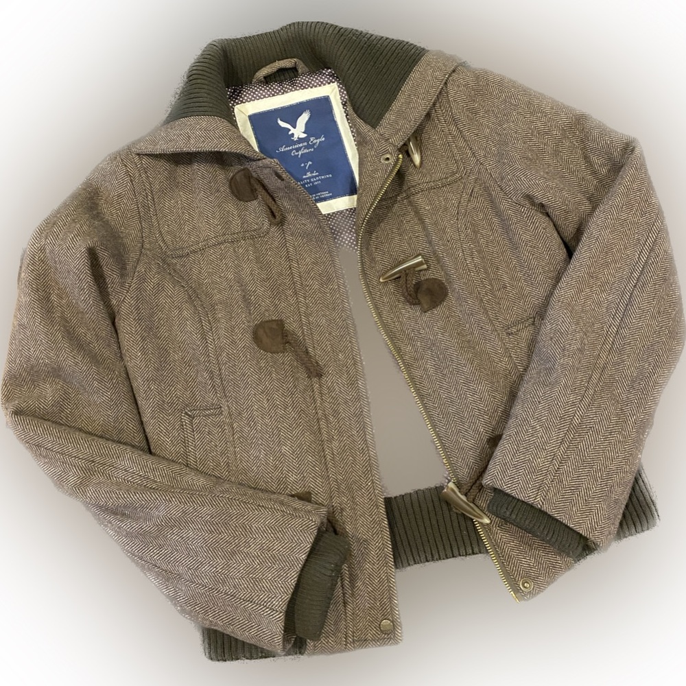 Bomber Style Womens American Eagle Jacket Coat Wool